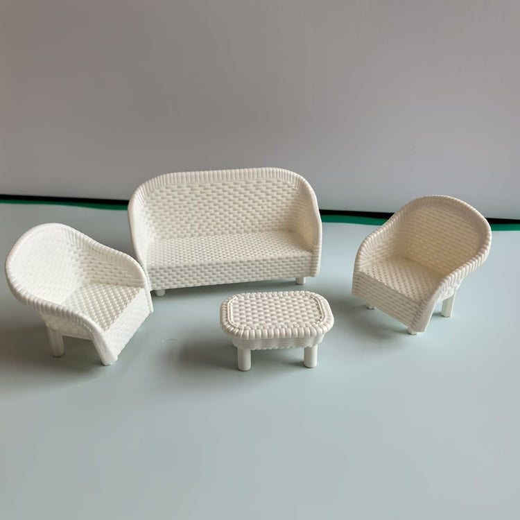 Dollhouse Coffee Table and Chair Decoration Sets Ideal for Kitchens Bedrooms and Miniature Home Decor