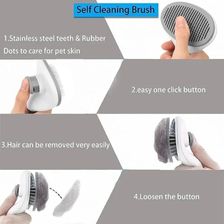Self Cleaning Pet Brush for Dogs and Cats Gentle Deshedding Grooming Comb