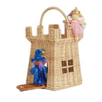 Rattan Castle Storage Basket Handmade Woven Picnic Bag for Kids Toys and Home Decor
