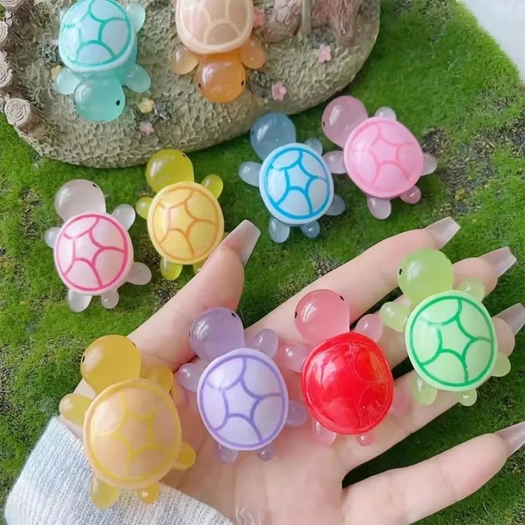 Mini Luminous Turtle Ornaments Set for Home Decor and Kids Toys