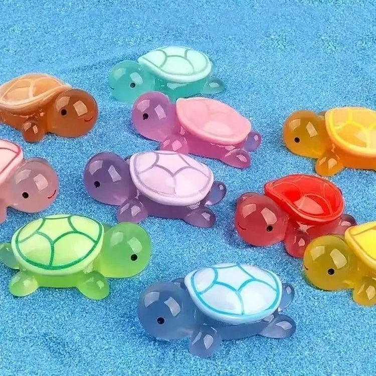 Mini Luminous Turtle Ornaments Set for Home Decor and Kids Toys