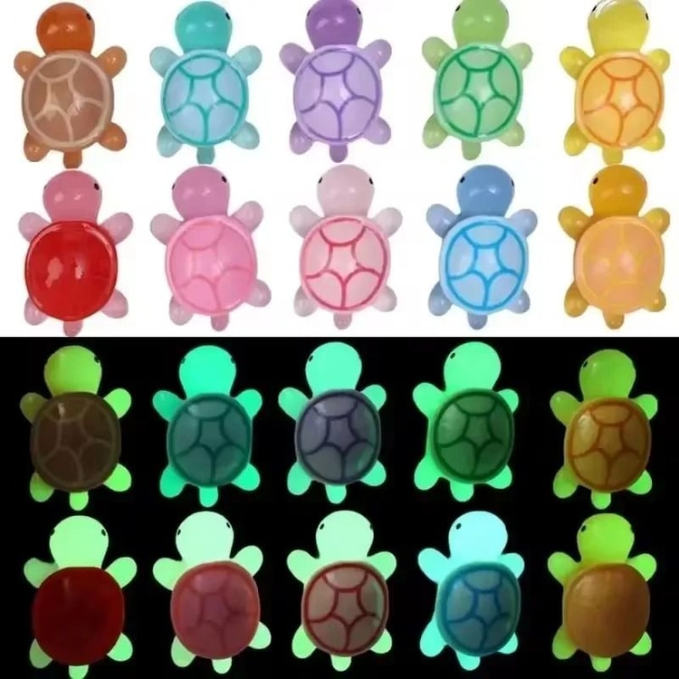 Mini Luminous Turtle Ornaments Set for Home Decor and Kids Toys