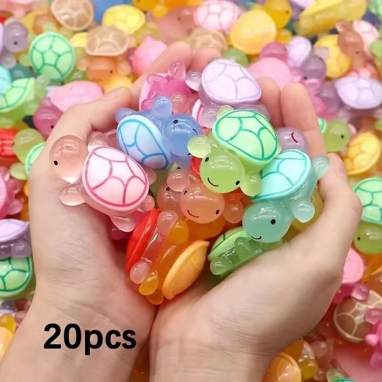 Mini Luminous Turtle Ornaments Set for Home Decor and Kids Toys