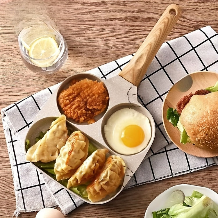 Non Stick Aluminum Skillet Multi Section Compartment Egg Pancake Pan with Rust Resistant Handle Perfect for Kitchen
