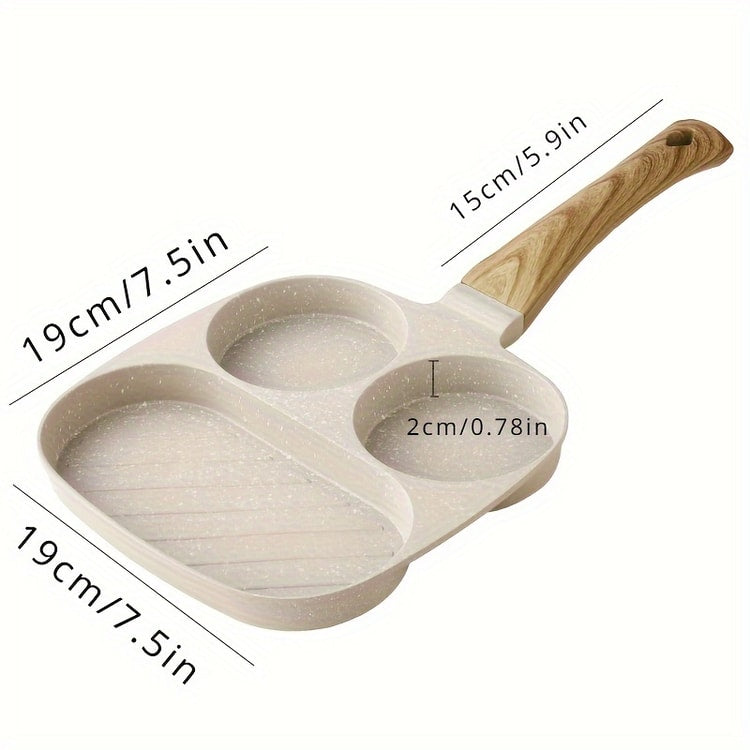 Non Stick Aluminum Skillet Multi Section Compartment Egg Pancake Pan with Rust Resistant Handle Perfect for Kitchen
