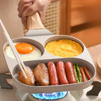 Non Stick Aluminum Skillet Multi Section Compartment Egg Pancake Pan with Rust Resistant Handle Perfect for Kitchen