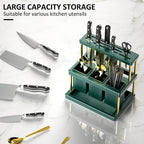 Space Saving Multi Function Kitchen Knife Holder and Cutlery Drainer Rack PP Utensil Organizer