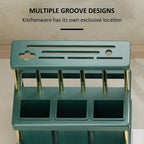 Space Saving Multi Function Kitchen Knife Holder and Cutlery Drainer Rack PP Utensil Organizer