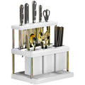 Space Saving Multi Function Kitchen Knife Holder and Cutlery Drainer Rack PP Utensil Organizer