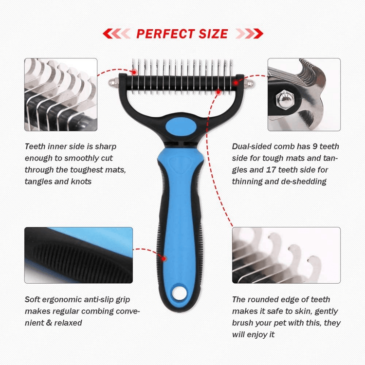 Pro Grooming Brush for Dogs and Cats Detangling Undercoat Hair Removal Pet Grooming Comb