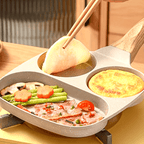 Non Stick Aluminum Skillet Multi Section Compartment Egg Pancake Pan with Rust Resistant Handle Perfect for Kitchen